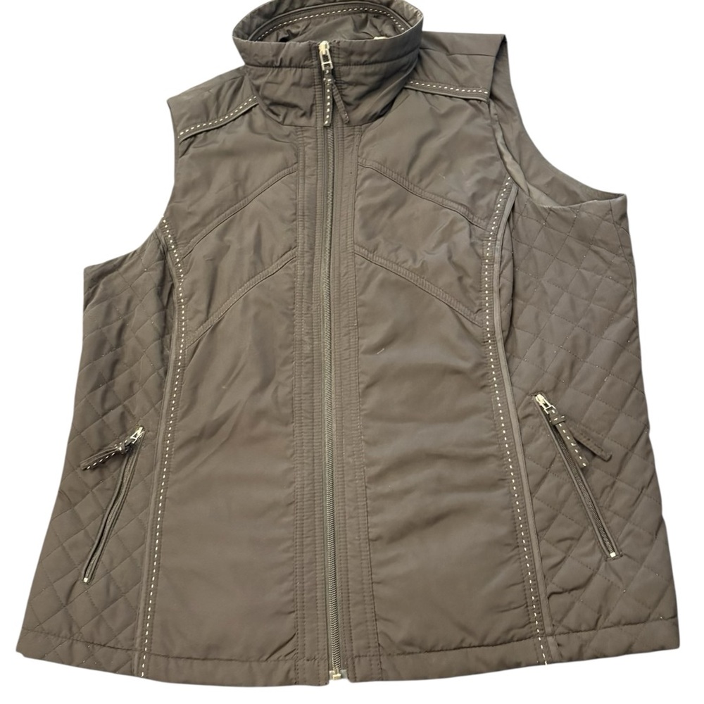 Coldwater Creek Womens Black Quilted Puffer‎ Vest Zip Up Size 1X Preppy Gorpcore